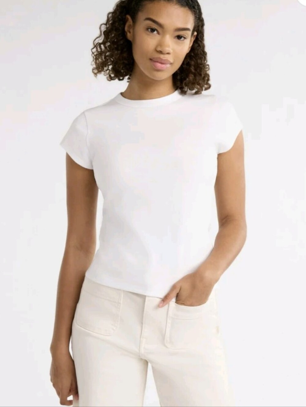 Nwt Free Assembly White Short Sleeve Top